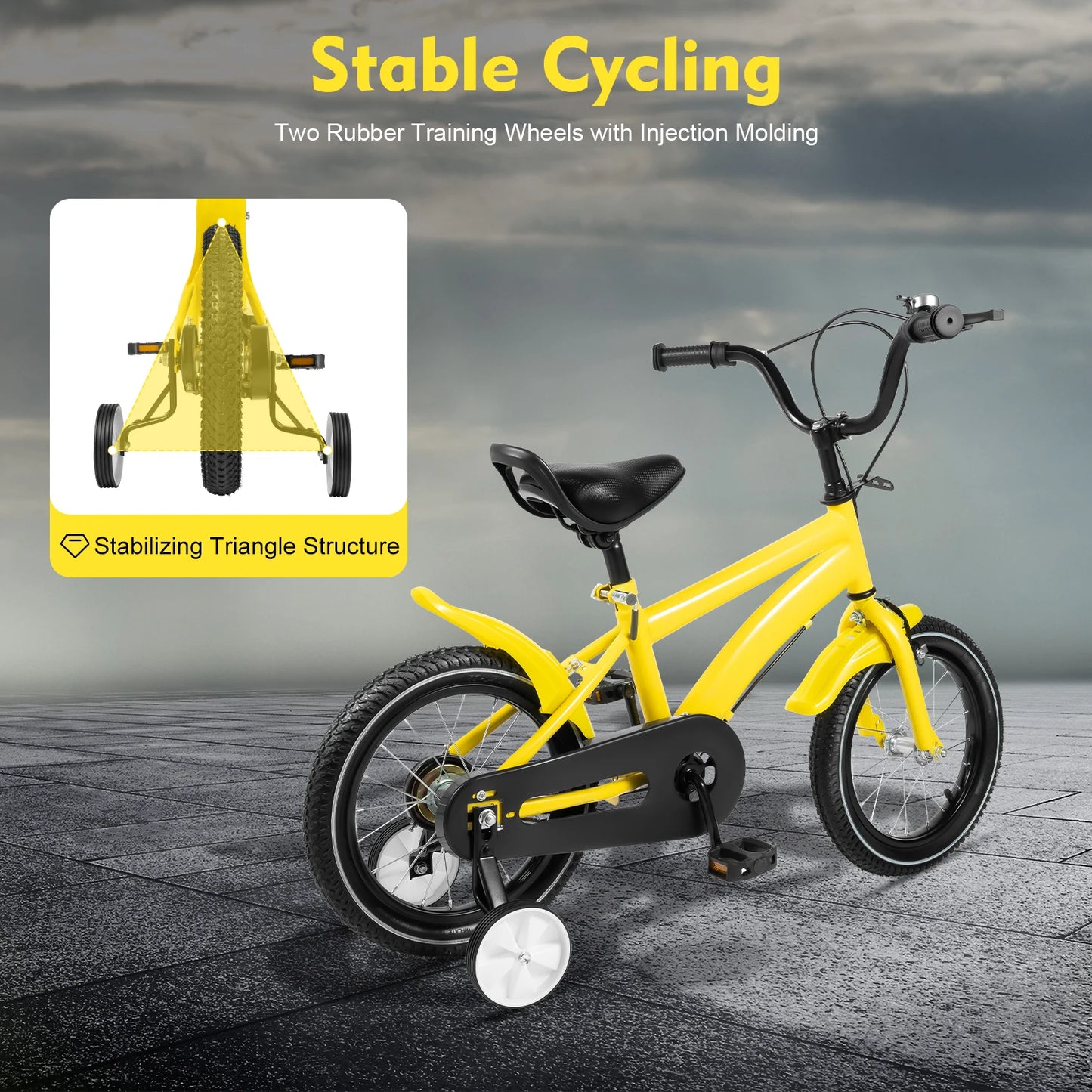 14 Inch Children's Bicycle with Training Wheels for 2–11-Year-old Boys & Girls