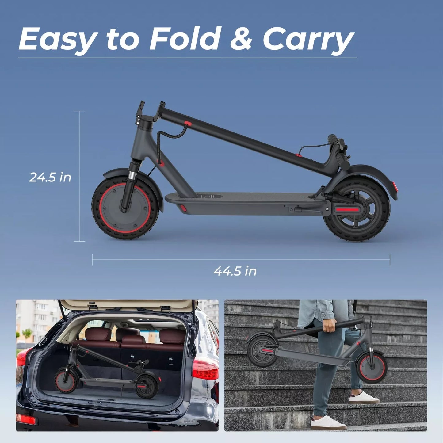 AOVOPRO TMAX 500W Adult 10inch Folding Electric Scooter with APP Smart Control & Shock-absorbing Anti-skid Device