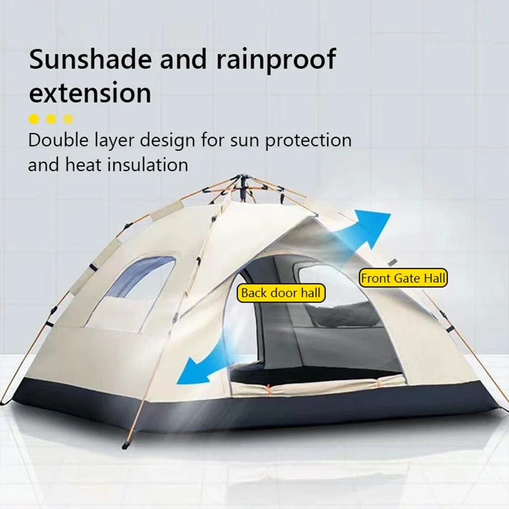 Automatic, Quick-opening Camping Tent with Two Doors and Two Windows