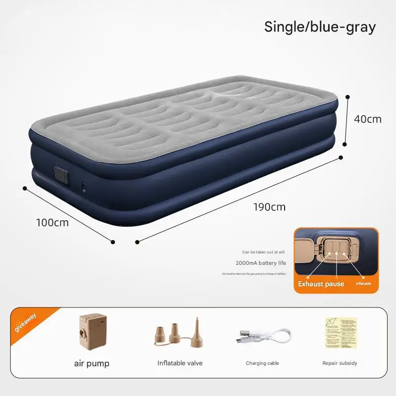 Soft Top Foldable, Inflatable, Thick, Antileak Air Mattress with Electric Air Pump