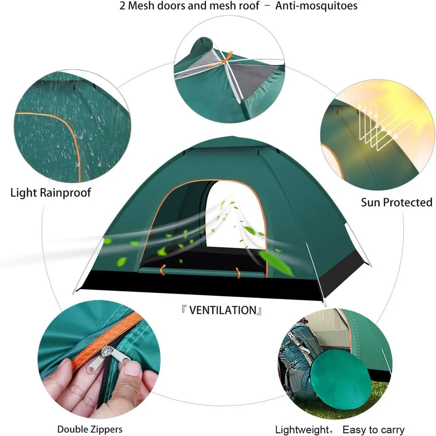 2-3 Person Automatic Pop Up, Portable, Waterproof Camping Tent