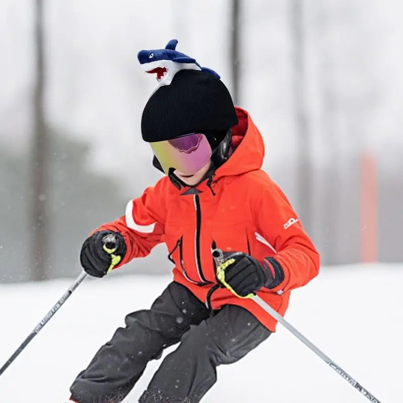 1pcs Kids Knitted Windproof Cartoon Helmet Protection Headgear Cover for Skiing & Snowboarding