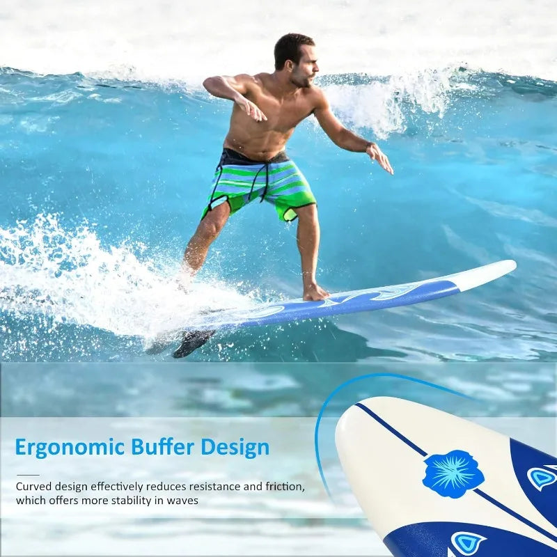 GYMAX 6' Surfboard with Removable Fins & Protective Leash