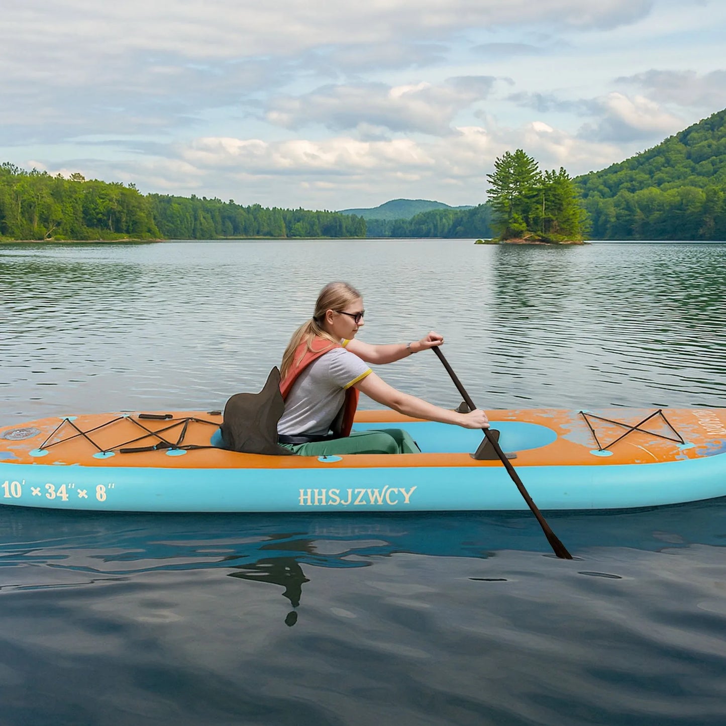10' 8" Inflatable Stand Up Paddle Board/Kayak, 38'' Extra Wide, for Adults, with Seat