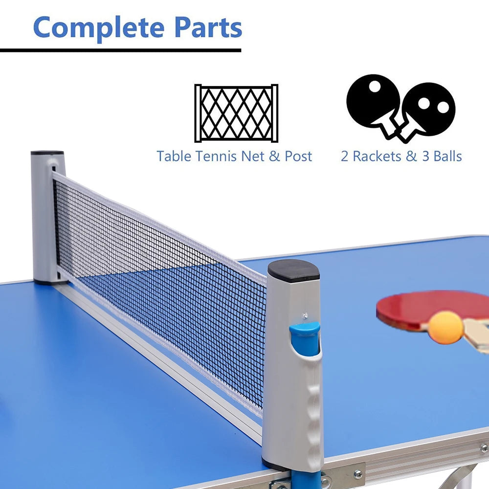 60 in Ping Pong Table with MDF and Aluminum Alloy, High Load-Bearing, Complete Set with Balls and Rackets