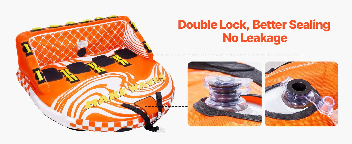 3 or 4 Rider Capacity Inflatable Towable Tube, Holds Up To 680lbs