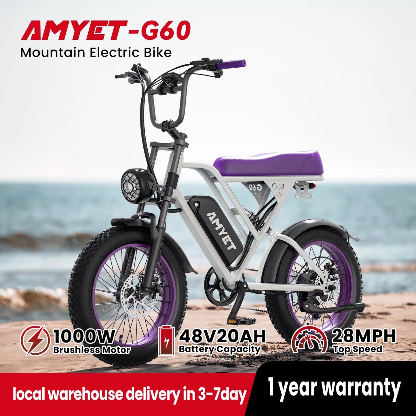 AMYET V9-G60 1000W 48V Men's Electric Mountain Bike