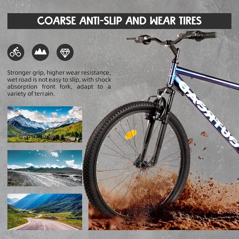 Men's 26-inch 21-Speed Folding Mountain Bike with High-Aluminum/Carbon Steel Frame & Dual Disc Brakes