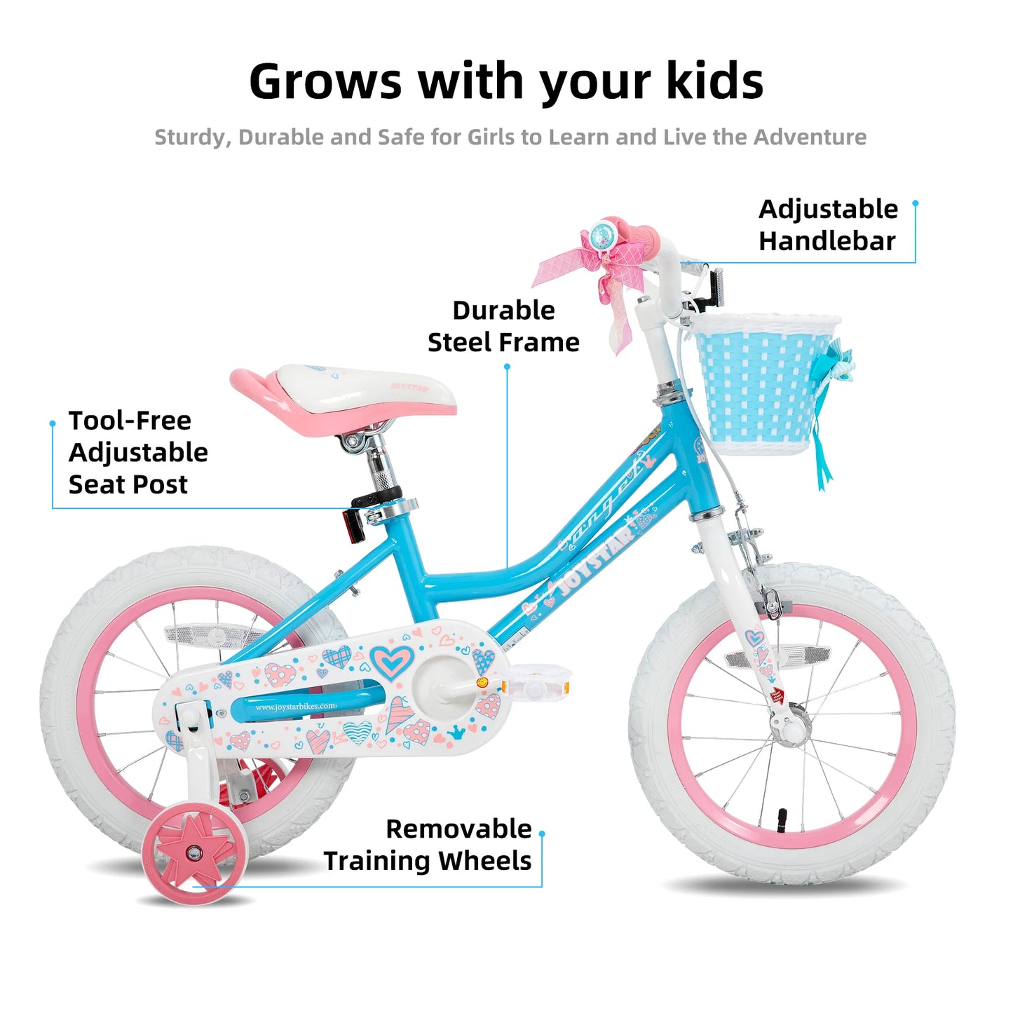 US Warehouse 12-18 In Colorful Girls Bike with Basket & Training Wheels