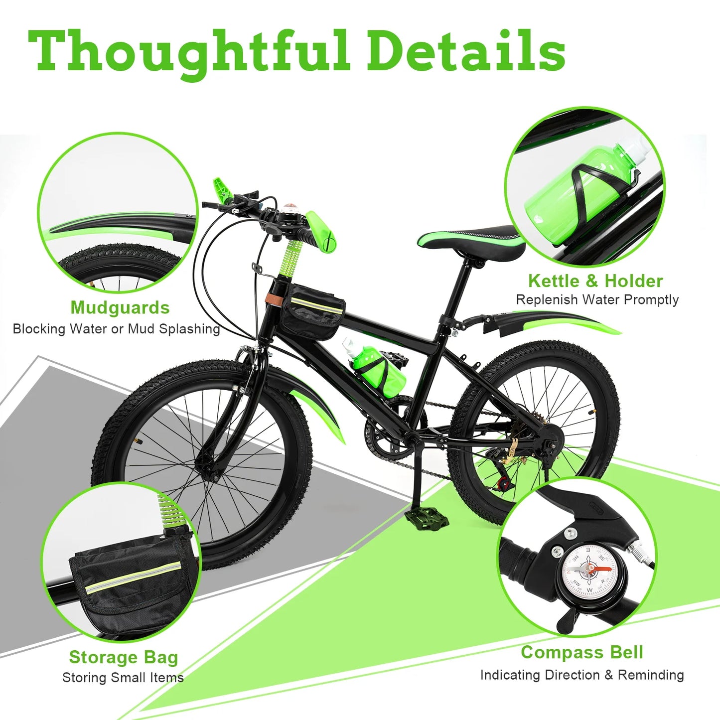 20 In Mountain Kids' Bike, 7 Speed Gears with Adjustable Seat for Boys & Girls 8-13 years