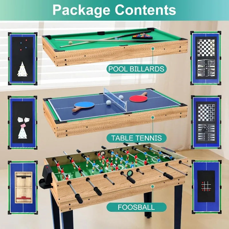 12-in-1 Game Table for Home - Foosball, Air Hockey, Pool Table & More! - Ideal for Game Rooms and Family Game Nights