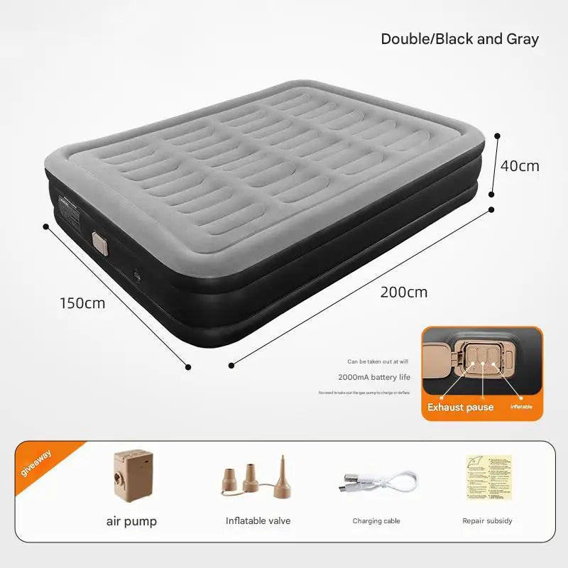 Soft Top Foldable, Inflatable, Thick, Antileak Air Mattress with Electric Air Pump