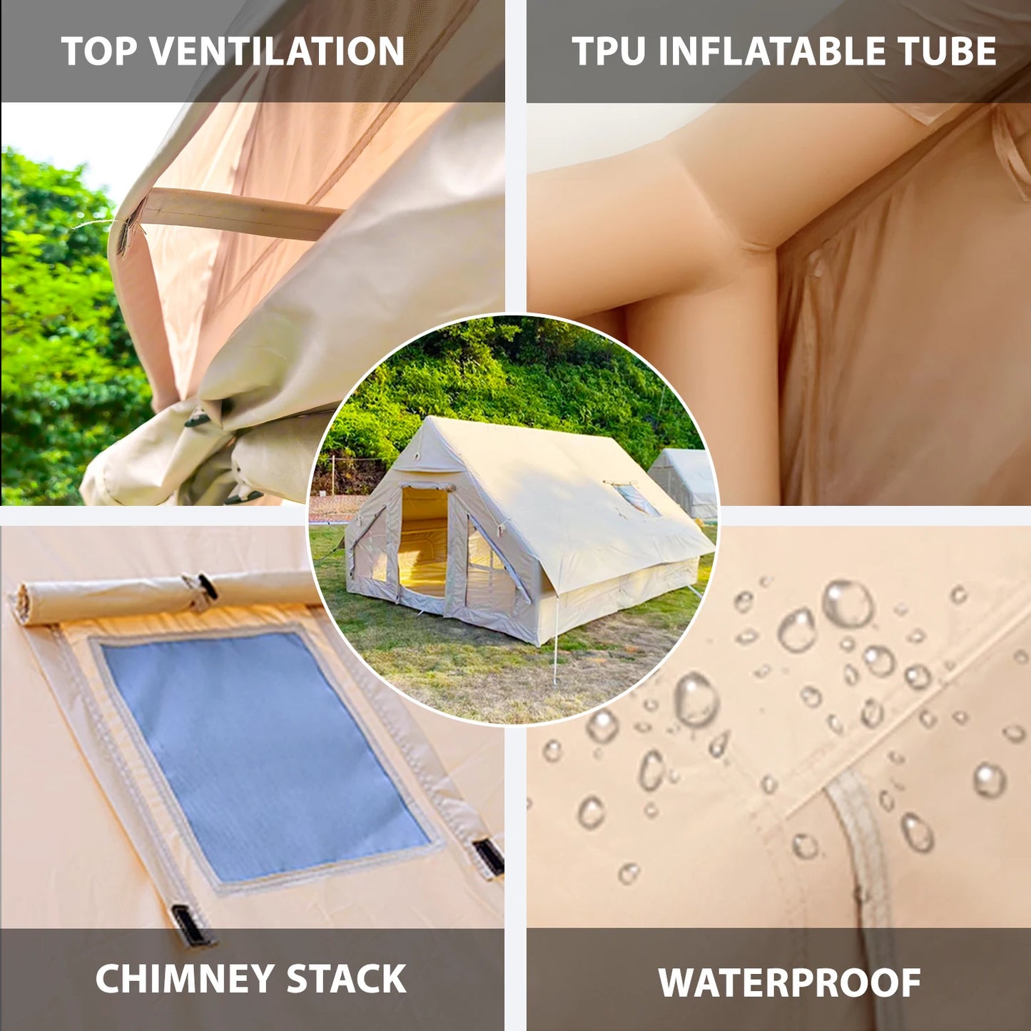 8+ Person Inflatable, Large Portable Tent for Camping with Hand Pump