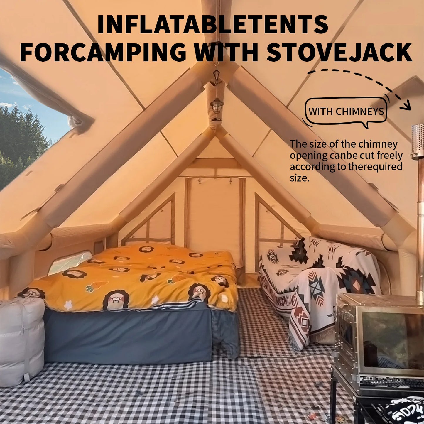 8+ Person Inflatable, Large Portable Tent for Camping with Hand Pump