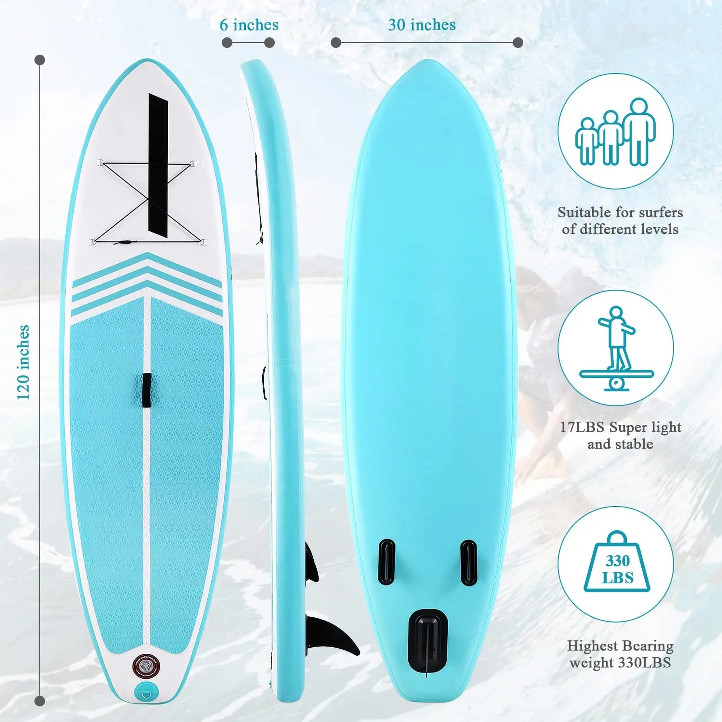 Inflatable Stand up Paddle Board/Surfboard with Paddleboard Accessories & Triple Action Pump