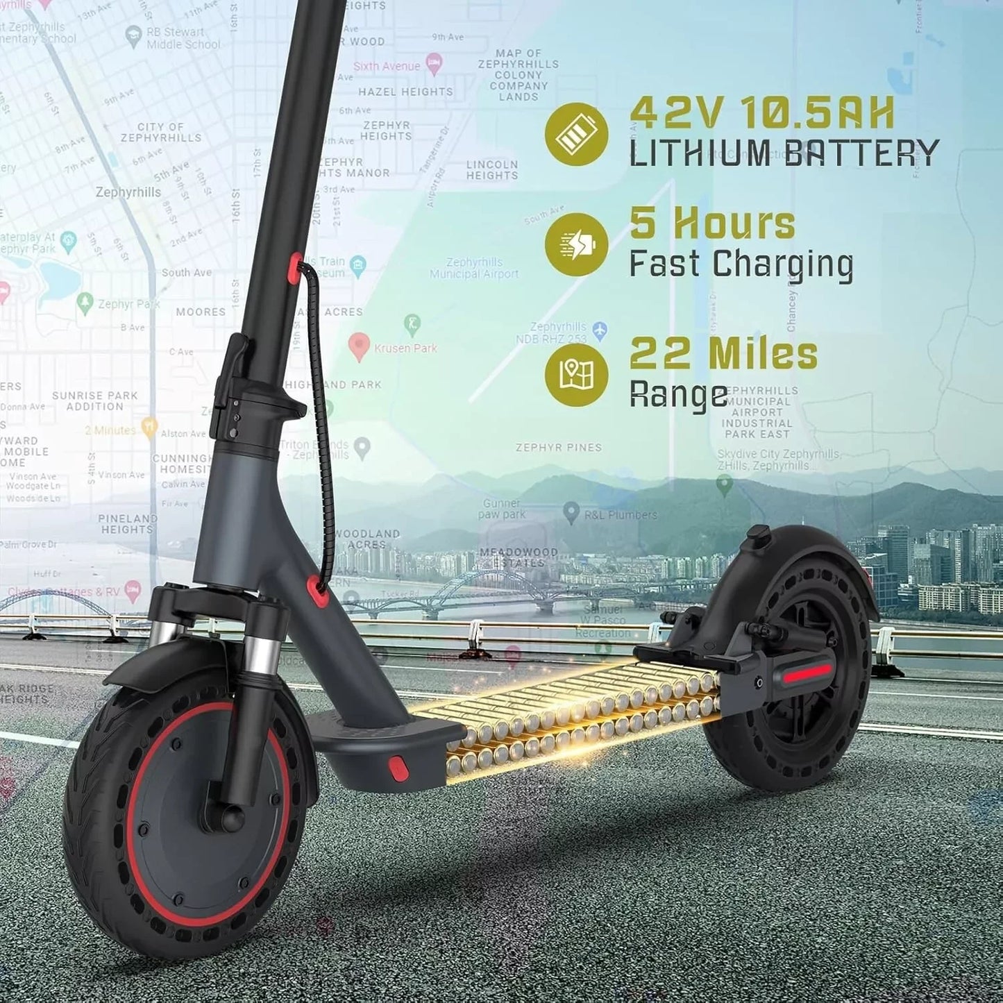 AOVOPRO TMAX 500W Adult 10inch Folding Electric Scooter with APP Smart Control & Shock-absorbing Anti-skid Device