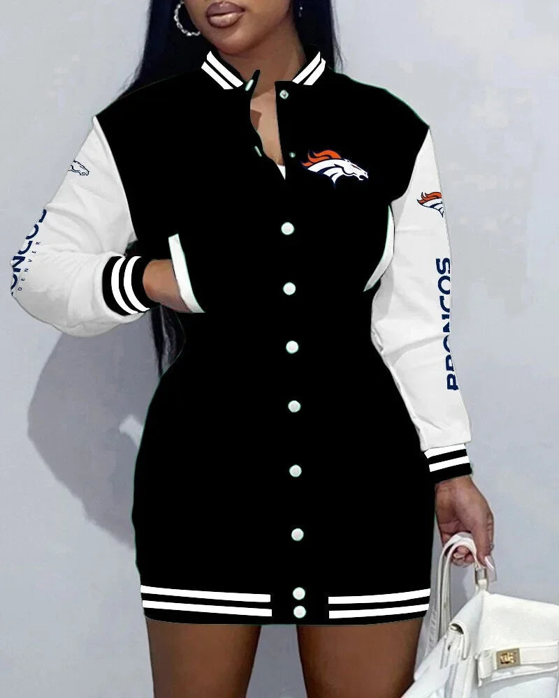 Women's Long Sleeve Digital Print NFL Football Cardigan/Casual Sports Jacket/Short Coat