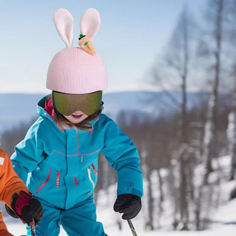 1pcs Kids Knitted Windproof Cartoon Helmet Protection Headgear Cover for Skiing & Snowboarding