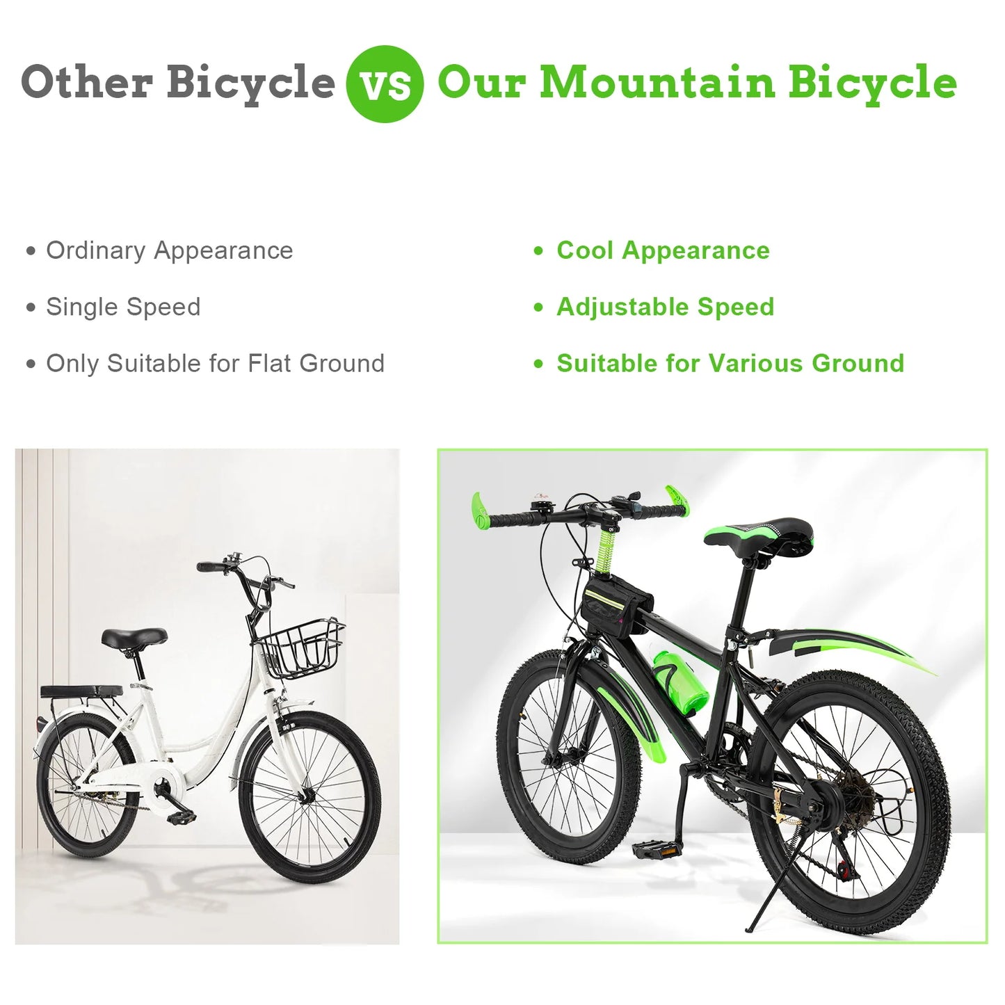 20 In Mountain Kids' Bike, 7 Speed Gears with Adjustable Seat for Boys & Girls 8-13 years