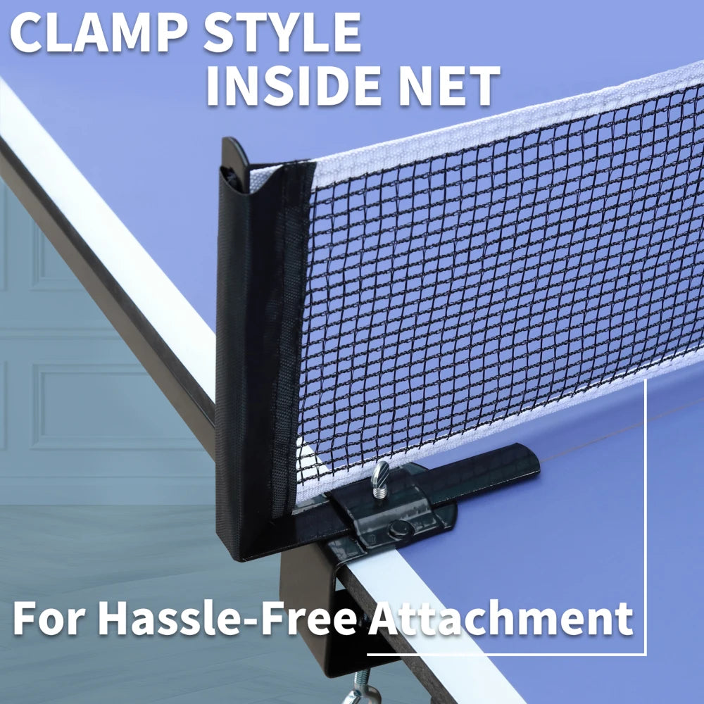 9ft Mid-Size Foldable & Portable Table Tennis Table with Net & 2 Paddles