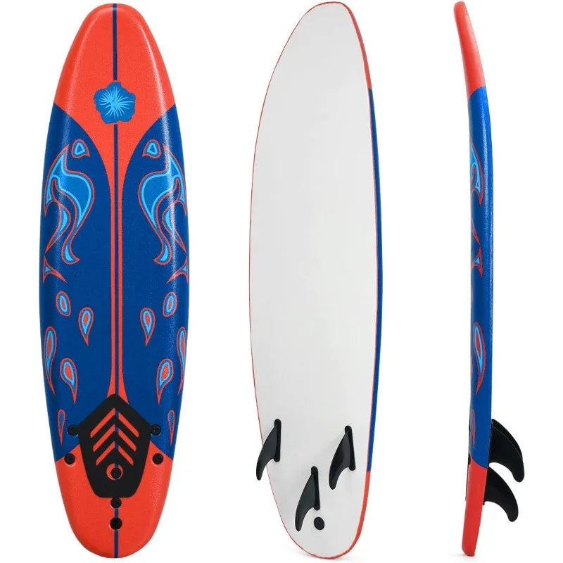 GYMAX 6FT Surfboard with Removable Fins & Safety Leash