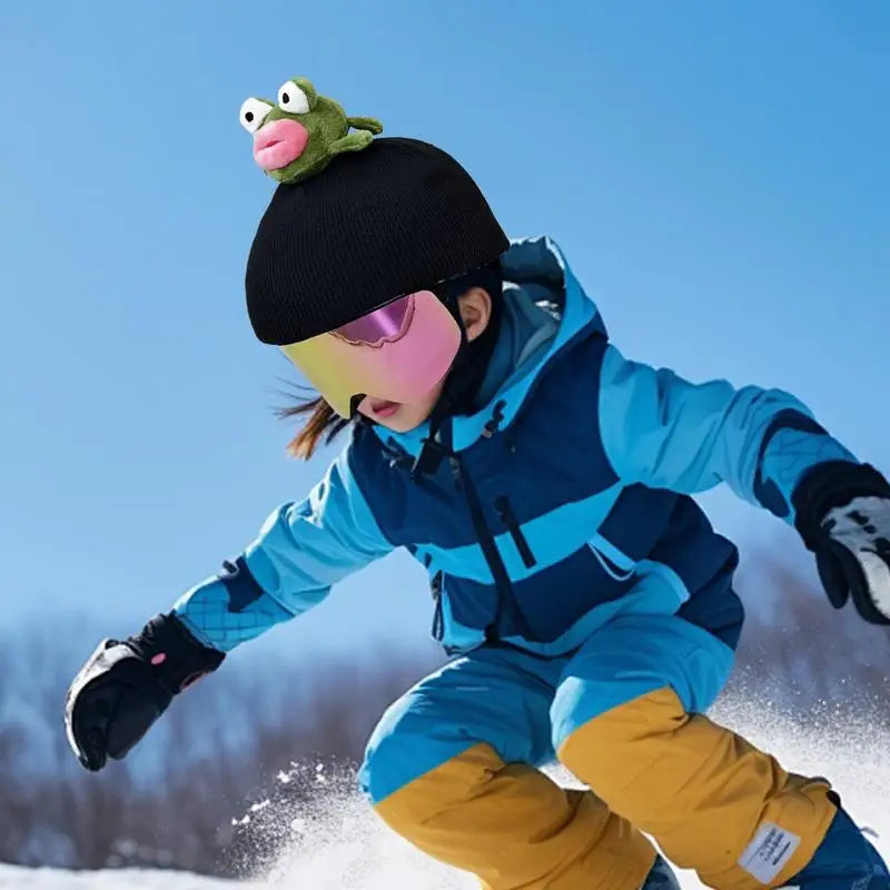 1pcs Kids Knitted Windproof Cartoon Helmet Protection Headgear Cover for Skiing & Snowboarding