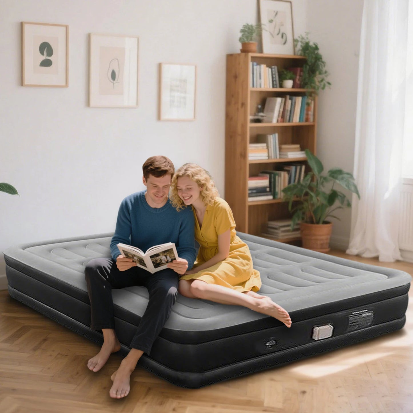 Soft Top Foldable, Inflatable, Thick, Antileak Air Mattress with Electric Air Pump