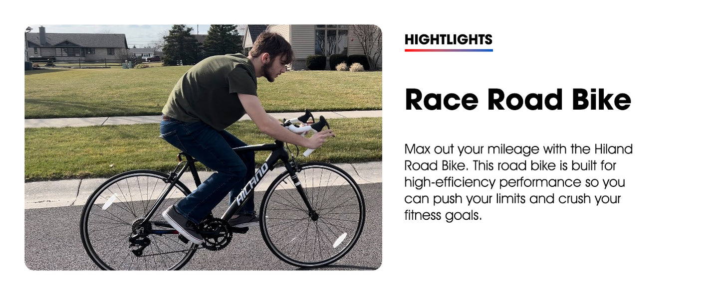 HILAND 700c 14 Speed Road Racing Bike with Light Weight Aluminum Frame for Men & Women