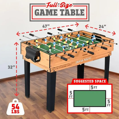 4in1 Multi Game Table, 48 in Sports Arcade with Accessories, Ping Pong, Air Hockey, Pool Billiards, Soccer Foosball, All in One