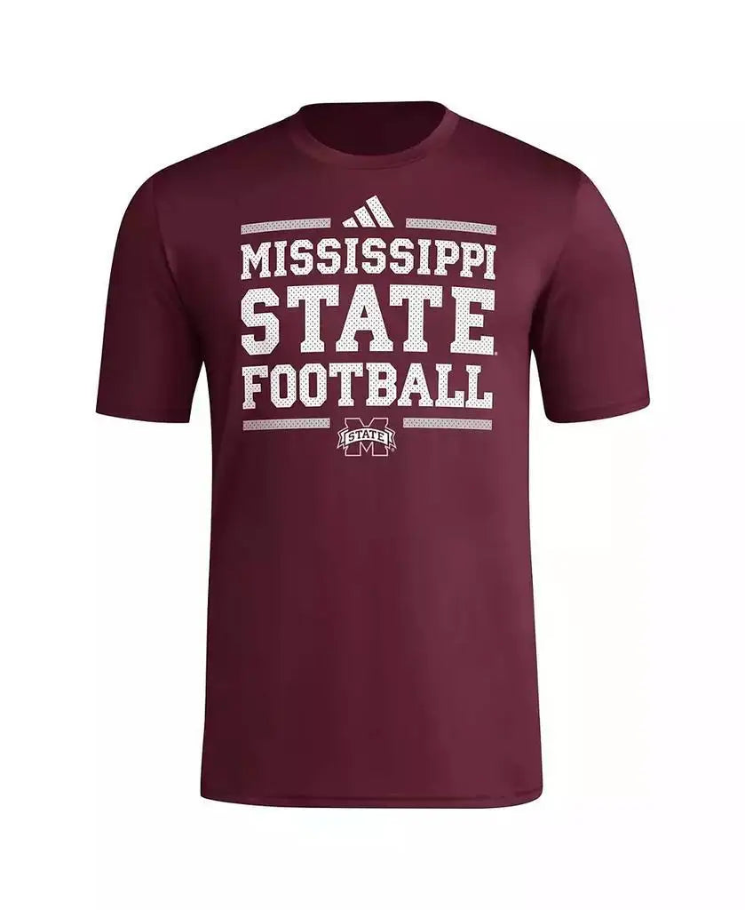 Adidas Men's Maroon AEROREADY Mississippi State Bulldogs Football T-Shirt