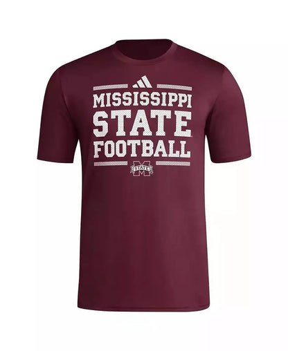Adidas Men's Maroon AEROREADY Mississippi State Bulldogs Football T-Shirt