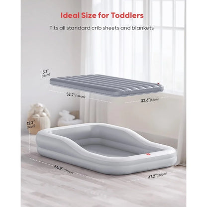 Inflatable, Portable Toddler/Kids Air Mattress Travel Bed with Safety Bumpers