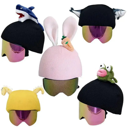 1pcs Kids Knitted Windproof Cartoon Helmet Protection Headgear Cover for Skiing & Snowboarding