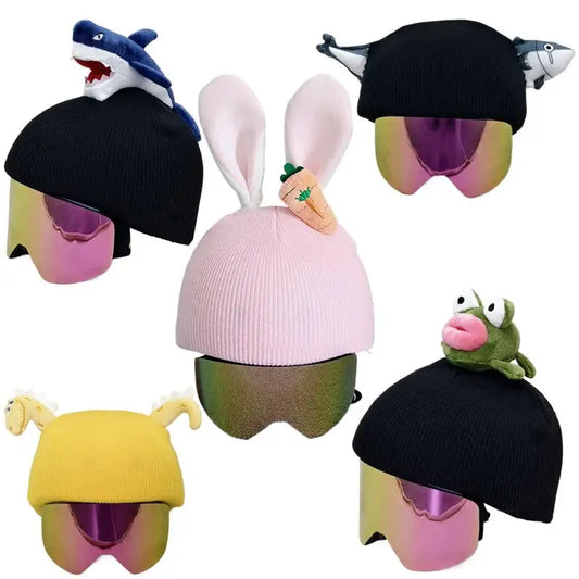 1pcs Kids Knitted Windproof Cartoon Helmet Protection Headgear Cover for Skiing & Snowboarding