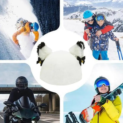 Ski Helmet Cat Ears with Bells Elastic Protective Helmet Wrap for Kids & adults