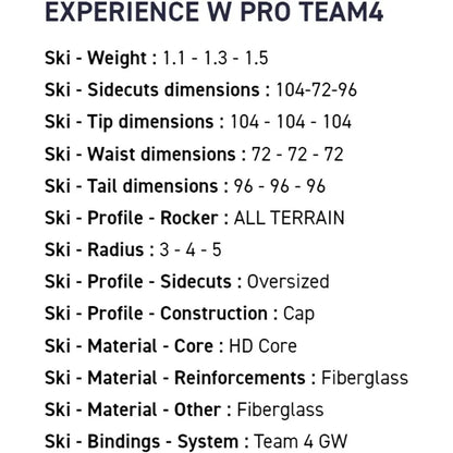 Rossignol Experience Pro Team4 Lightweight All Terrain Alpine Skis