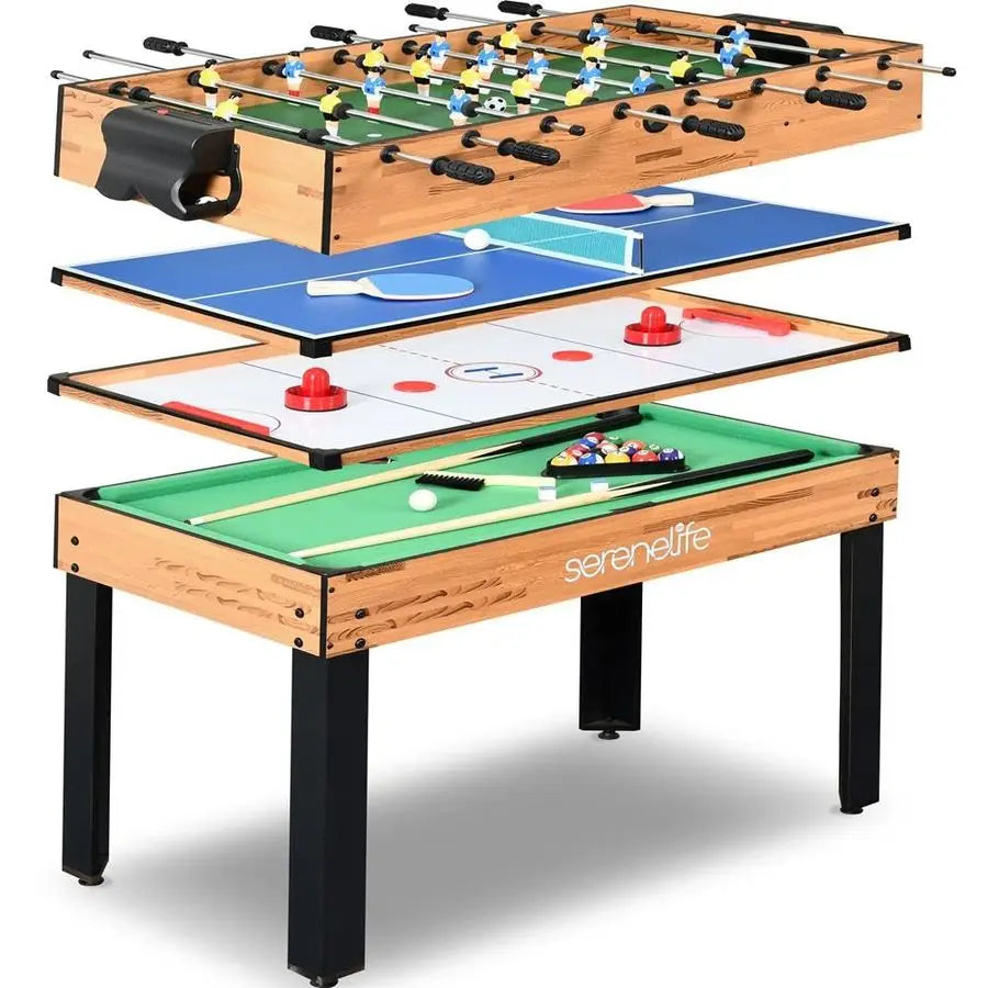 4in1 Multi Game Table, 48 in Sports Arcade with Accessories, Ping Pong, Air Hockey, Pool Billiards, Soccer Foosball, All in One