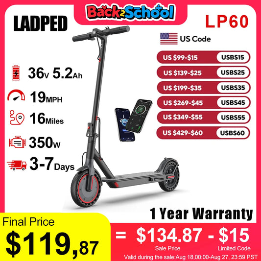 LP60 350W Folding Electric Scooter with APP Smart Control & 8.5inch tire