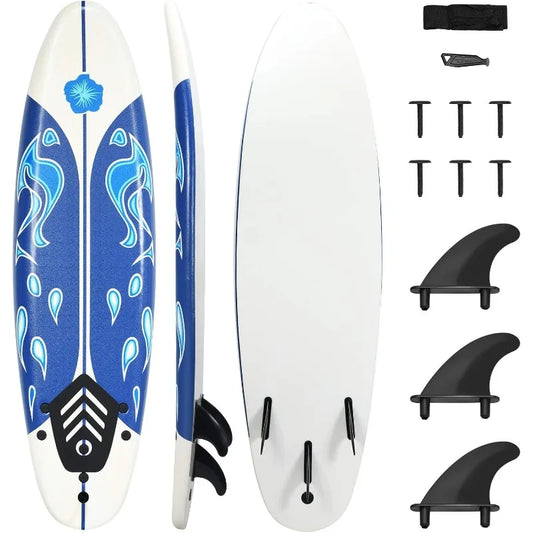 GYMAX 6' Surfboard with Removable Fins & Protective Leash