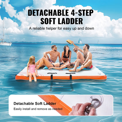 Non-Slip, Inflatable Floating Dock 10x8FT with Detachable Ladder & Portable Carrying Bag