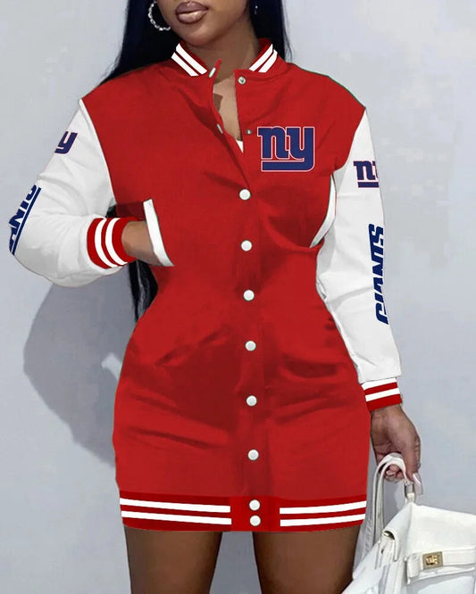 Women's Long Sleeve Digital Print NFL Football Cardigan/Casual Sports Jacket/Short Coat