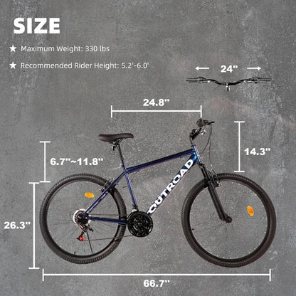 Men's 26-inch 21-Speed Folding Mountain Bike with High-Aluminum/Carbon Steel Frame & Dual Disc Brakes