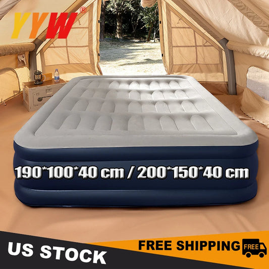 Soft Top Foldable, Inflatable, Thick, Antileak Air Mattress with Electric Air Pump