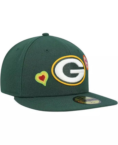 New Era Men's Green Bay Packers Chain Stitch Heart 59FIFTY Fitted Hat