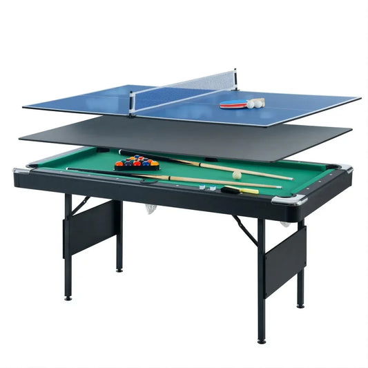 Multifunctional 3 in1 Game Table with Billiard Table, Table Tennis & Dining Table