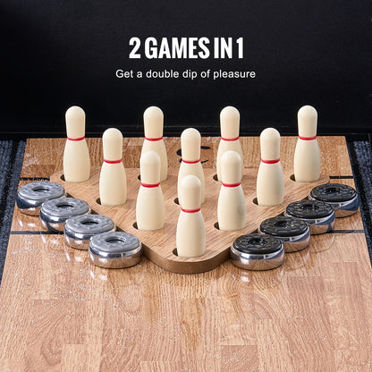 SucceBuy 9 ft LED Light 2-in-1 Shuffleboard and Bowling Combo Game Table