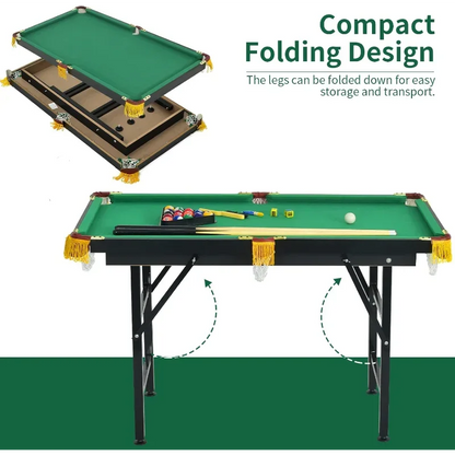 KIDS Portable 47 Inch Folding Billiards Table with 2 Billiard Cues, Ball, Triangle Rack, Brush & Chalk
