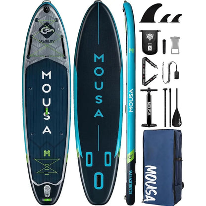 Extra Long & Wide Inflatable Paddle Board, Stable Stand-up for 3 People/Family w/Shoulder Strap &100L Backpack