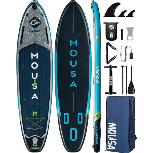 Extra Long & Wide Inflatable Paddle Board, Stable Stand-up for 3 People/Family w/Shoulder Strap &100L Backpack