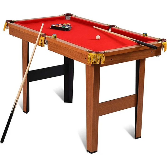Goplus 48” Compact Wooden Billiards Table w/ 2 Cue Sticks, 16 Balls, 2 Chalks, Triangle & Brush